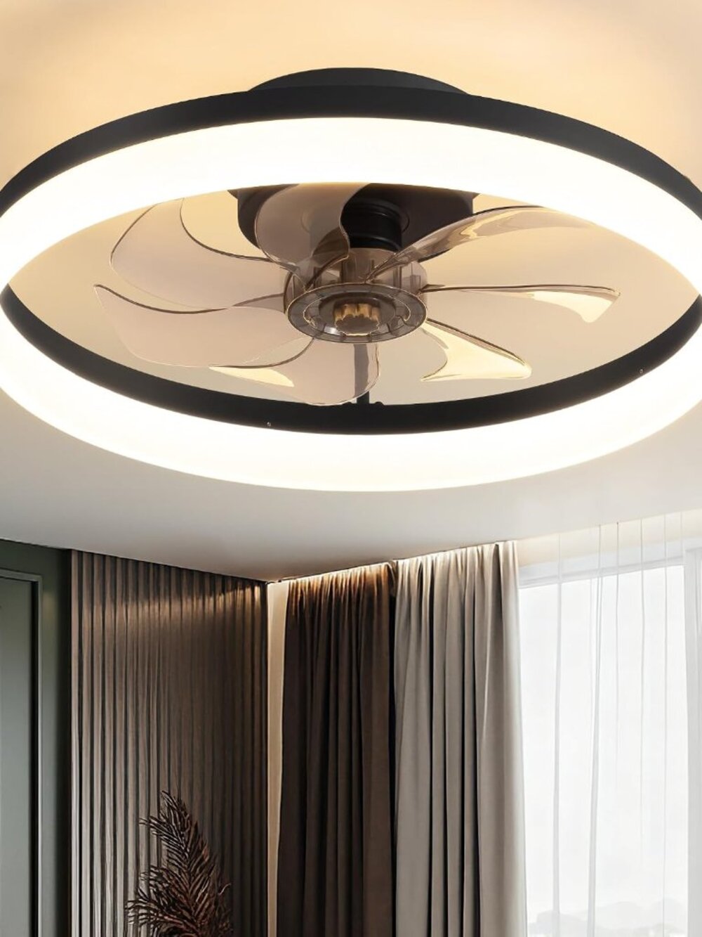 PUSU 15.8" Boho Rattan Ceiling Fan with Light & Remote – 6 Speed
